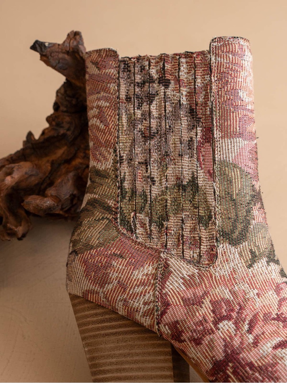 The Lydia | Mauve Tapestry Suede Pointed Toe Western Bootie - Picture 3 of 5